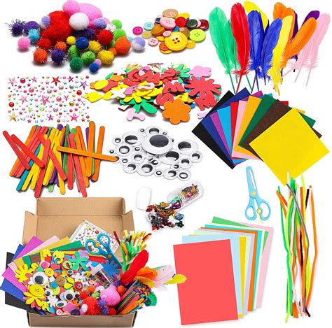 Ottoy 1000Pcs Art Craft Kit for Kids Creative Pompoms Pipe Cleaners ...