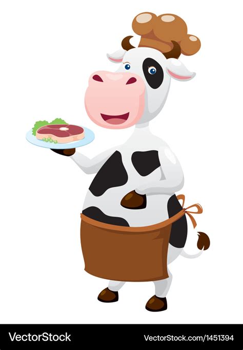 Cow cartoon with beef steak Royalty Free Vector Image