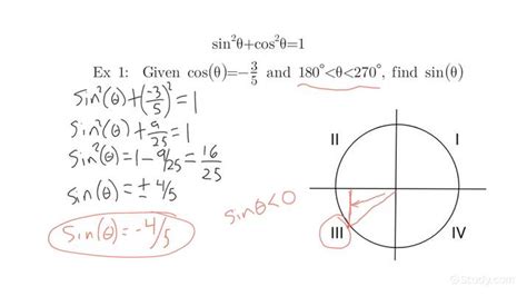 Using the Pythagorean Identity to Solve For Angles | Algebra | Study.com