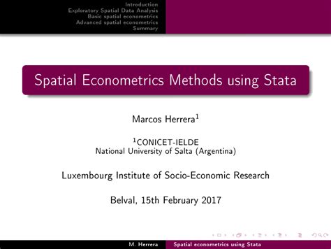 (PDF) Spatial Econometrics Methods using Stata