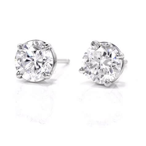 1.75 Carat Total Diamond Platinum Stud Earrings at 1stDibs