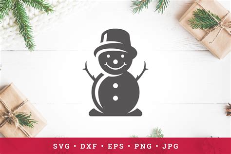 Smiling snowman silhouette. Vector Christmas illustration. Cut file cl By Vasya Kobelev ...