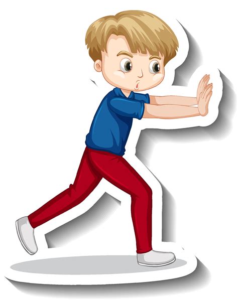 Boy pushing something cartoon character 4009647 Vector Art at Vecteezy