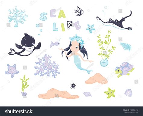 Cute Sea Animals Clip Art Set Stock Vector (Royalty Free) 1909041232 ...