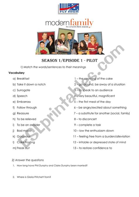 Modern Family Video Activity - ESL worksheet by jupizzatto