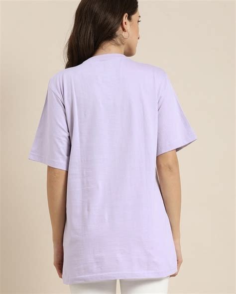 Buy Women's Lavender Graphic Oversized T-Shirt Online at Bewakoof