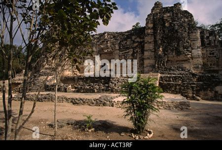 Temple of Itzamna the god of the creation Hormiguero Campeche Mexico Central America Stock Photo ...