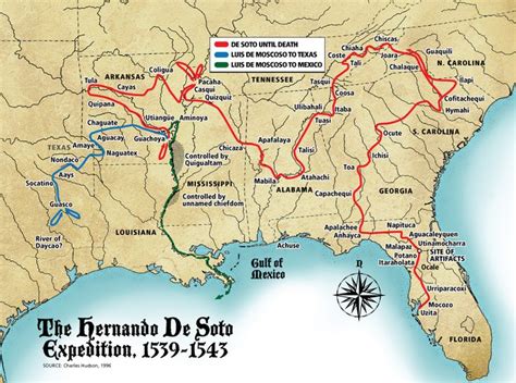 Complete map of De Soto expedition, 1539-1543 | Mississippi history, Desoto, Middle school history