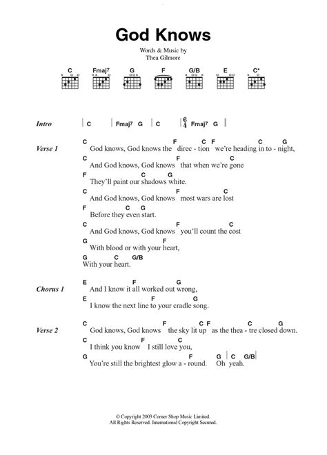 God Knows by Thea Gilmore - Guitar Chords/Lyrics - Guitar Instructor