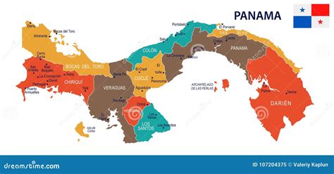 Panama - Map and Flag Detailed Vector Illustration Stock Illustration - Illustration of ...