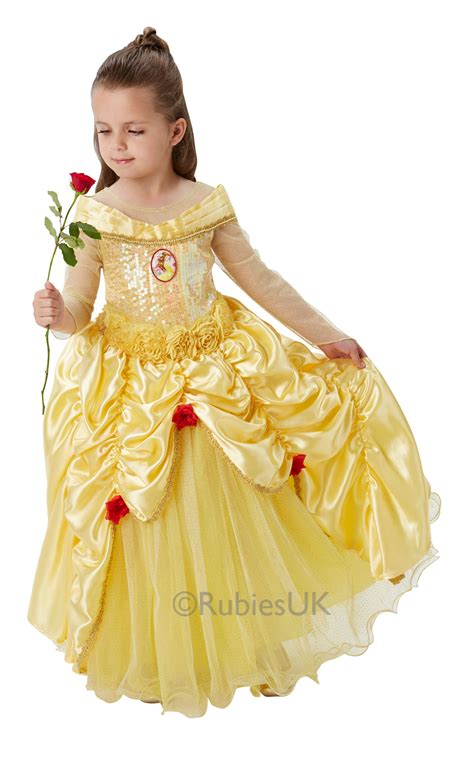 Disney Premium Belle Girls Fancy Dress Princess Beauty Childs Deluxe Costume 3-8