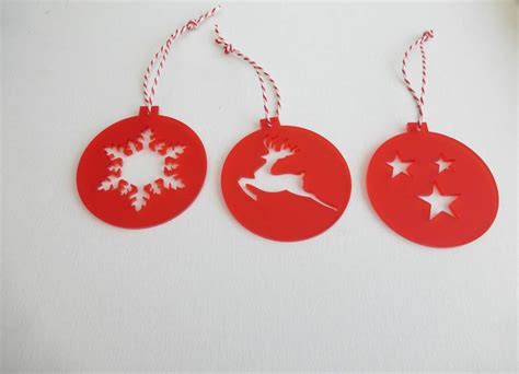 set of six acrylic christmas decorations by edgeinspired ...