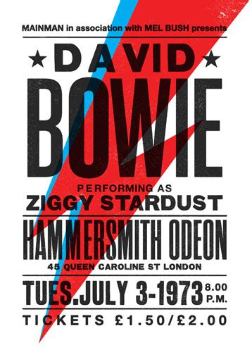 David Bowie Ziggy Stardust concert poster by The Indoor Type - Retro to Go