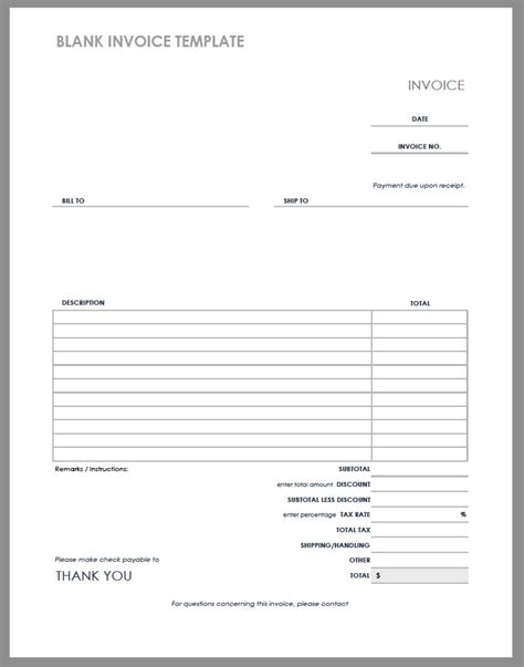 Blank Invoice Template | Mt Home Arts