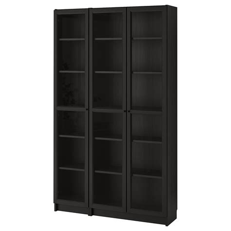 BILLY / OXBERG Bookcase with glass-doors, black-brown, 120x30x202 cm - IKEA