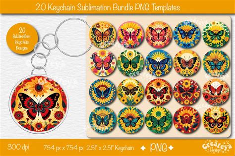 Round Keychain Sublimation Bundle PNG template| Keychain sublimation ...