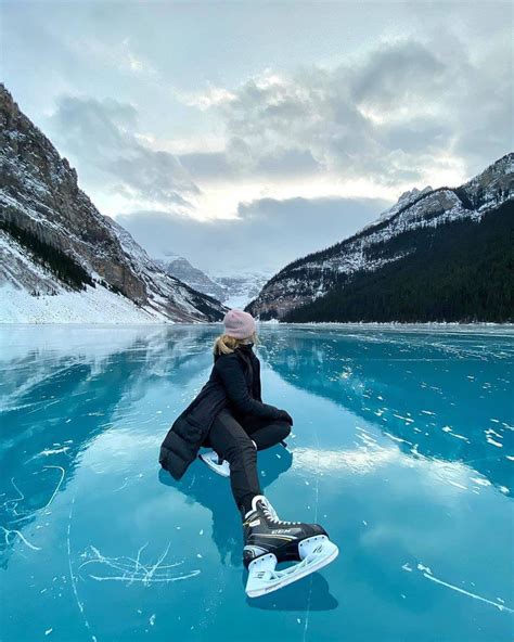 Ice skating in Banff National park : r/pics