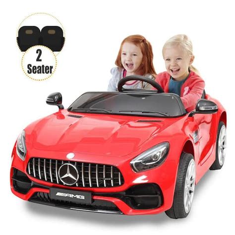 TOBBI Red 12-Volt Kids Ride On Car Licensed Mercedes Benz 2 Seater Electric Vehicle with Remote ...