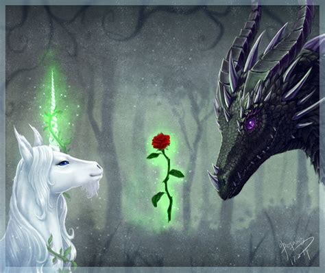 2017/08/30 Dragon and Unicorn by begasuslu | Mythical creatures fantasy ...