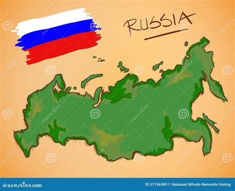 Russia Map And National Flag Vector Stock Vector - Image: 57156389