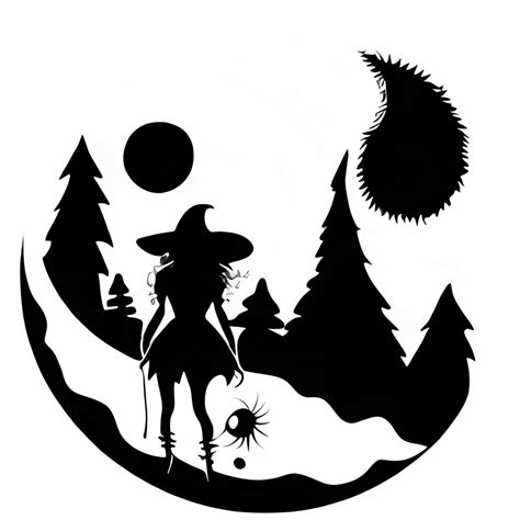 Witch Moon Silhouette Graphic · Creative Fabrica