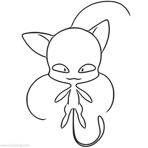 Miraculous Ladybug and Cat Noir Coloring Pages Plagg - XColorings.com