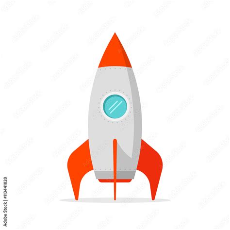 Rocket ship vector illustration isolated on white, flat cartoon rocket ...