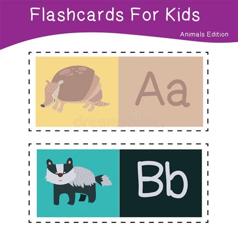 Cute Animals Flashcards for Kids Stock Vector - Illustration of preschool, education: 240540735