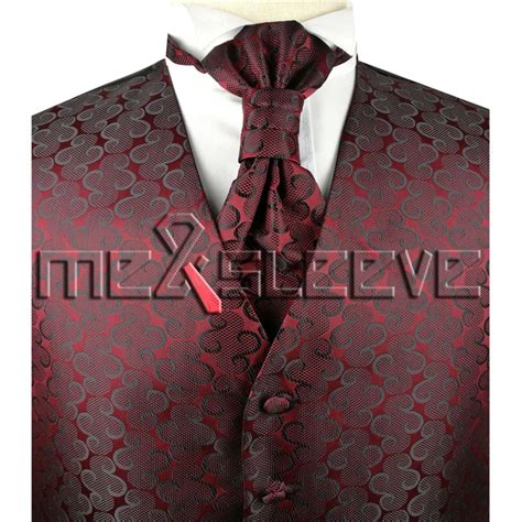 free shipping formal wear burgundy waistcoat (waistcoat+ascot tie+cufflinks+handkerchief)-in ...