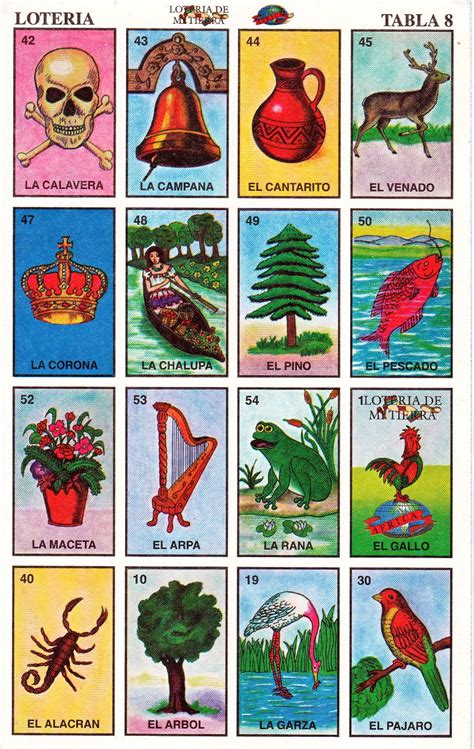 Printable Loteria Cards, the Complete Set of 10 Tablas, Printable ...