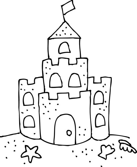 Cute Sand Castle Coloring Page - Free Clip Art