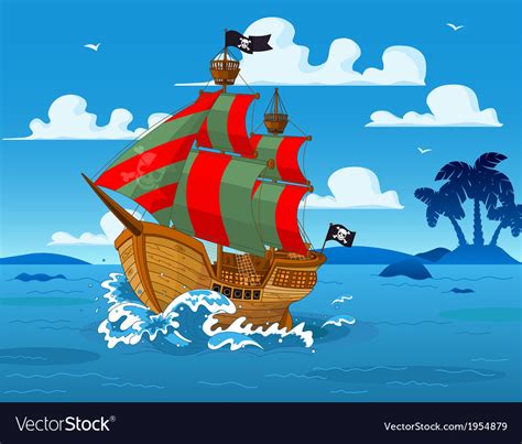 Pirate ship at sea Royalty Free Vector Image - VectorStock