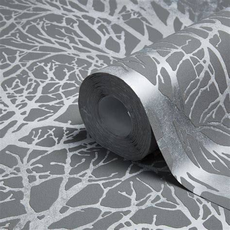 grey print wallpaper #368594 | Tree wallpaper living room, Metallic wallpaper, Wallpaper living room