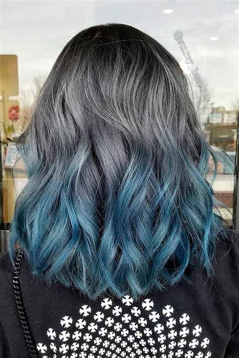 50 Gorgeous Gray Hair Styles | Grey ombre hair, Blue ombre hair, Hair color blue