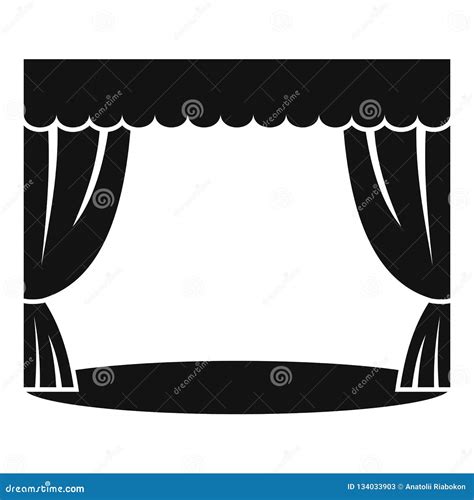 Theatrical Curtain Icon, Simple Style Stock Vector - Illustration of house, entertainment: 134033903