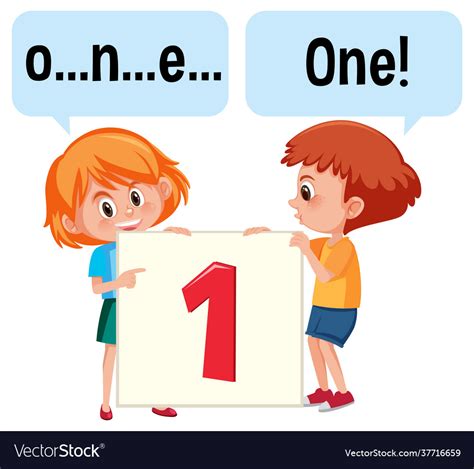 Cartoon character two kids spelling number Vector Image