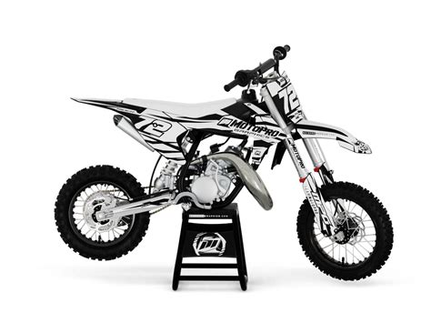 Custom 50 SX / Mini Dirt Bike VIVA WHITE BLACK Series Graphics Set - FREE SHIPPING - MotoPro ...