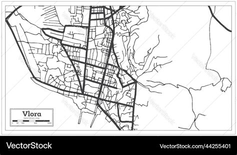 Vlora albania city map in black and white color Vector Image