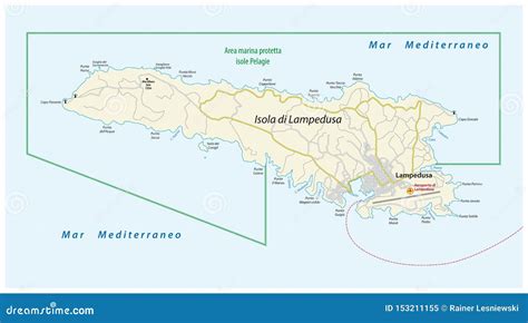 Road Map of the Italian Mediterranean Island Lampedusa Italy Stock Vector - Illustration of ...