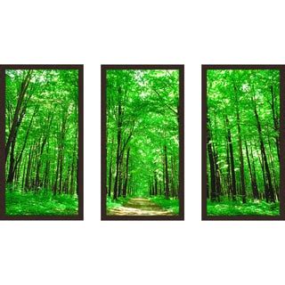 "Bright Summer Forest Ii" Framed Plexiglass Wall Art Set of 3 - Bed Bath & Beyond - 12851022