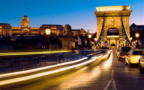 Pictures Budapest Hungary bridge Roads Motion night time 3840x2400