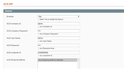 Acs courier Integration - extensions