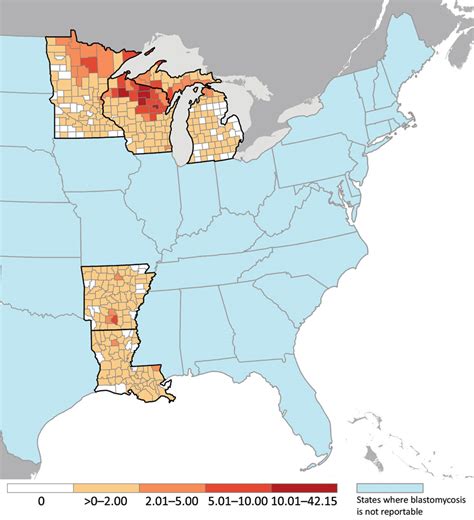 Figure 2 - Blastomycosis Surveillance in 5 States, United States, 1987–2018 - Volume 27, Number ...