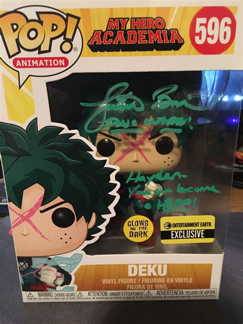 My prized possession. Deku signed by Justin Briner, the English voice actor for mha : funkopop