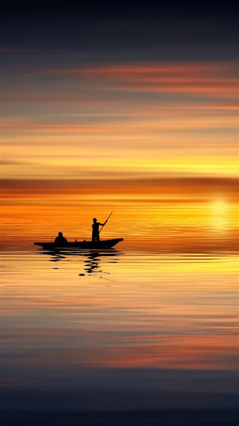 Sunset, boat, silhouette, nature, 1080x1920 wallpaper | Nature photography, Sunset photography ...