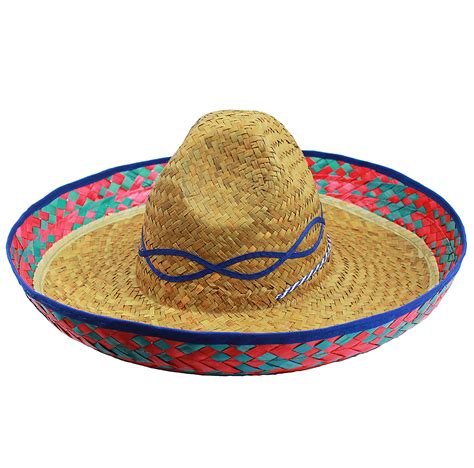 Mexican Sombrero Straw Hat with Blue Design - I Love Fancy Dress