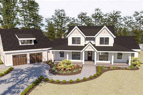 Beautiful 5-Bed Modern Farmhouse Plan with Angled 2-Car Garage - 280023JWD | Architectural ...