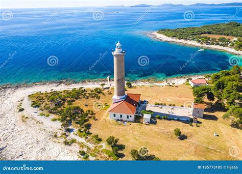 Lighthouse of Veli Rat on the Stone Shore on the Island of Dugi Otok ...