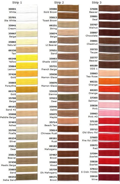 Anefil Polyester Thread Color Chart