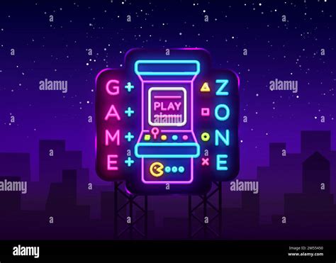 Game Zone Logo Vector Neon. Game Room neon sign board, design template, Gaming industry ...